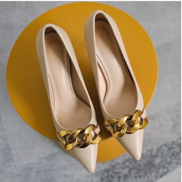 Fine heel metal buckle sharp -headed shallow mouth banquet Ms. wearing fairy sho - Picture 5 of 8